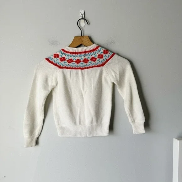 Vintage IZOD for Girl's Blue Red Fair Isle Button Cardigan Size 6x - Picture 3 of 4